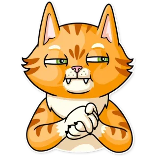 😏 7444305c cat, smug, plotting, cartoon, orange cat, sticker telegram sticker
