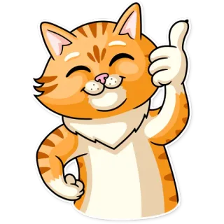 👍 04453607 gatto, pollice in su, animale, adesivo, gatto arancione, carino, positivo telegram sticker
