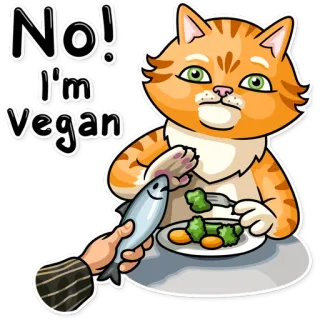 ✋️ b226bf3a No!
I'm vegan gatto, vegano, animale, pesce, cibo, vegetariano, umorismo, adesivo telegram sticker