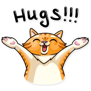 😍 dedb0555 Hugs!!! gatto, abbracci, carino, animale, amichevole, saluto, cartone animato telegram sticker