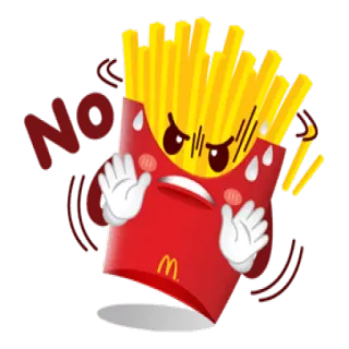 ✋ f8ba86a0 NO! french fries, McDonalds, food, cartoon, animated telegram sticker