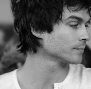 🕳 0b0e2096 Ian Somerhalder actor, celebrity, portrait, man, black and white, profile, handsome whatsapp sticker