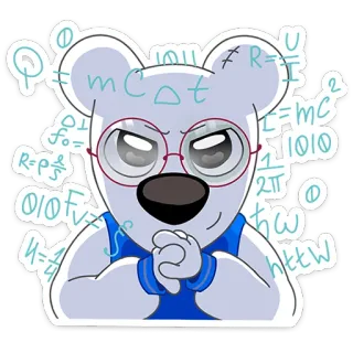 🤓 cf79e4ce bear, nerd, smart, math, physics, equations telegram sticker