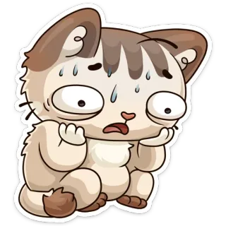 😭 00dea917 고양이, 만화, 스티커, 긴장, 땀, 걱정 whatsapp sticker