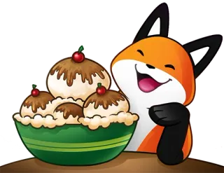 😋 161ec25c volpe, gelato, dessert, animale, cibo, dolcetto, carino telegram sticker