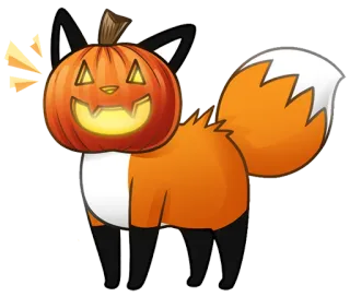 🎃 341ad94a volpe, halloween, zucca, animale, cartone animato, carino telegram sticker