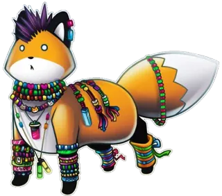 😳 3c019ccd volpe, carino, animale, kawaii, cartone animato, adesivo, peloso telegram sticker