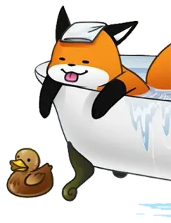 🛁 5834d2bd volpe, vasca da bagno, anatra, paperella di gomma, animale, rilassante, cartone animato telegram sticker