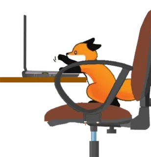 👨‍💻 88bc7b70 volpe, ufficio, sedia, animale, cartone animato telegram sticker