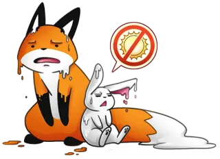 🥵 8fa47fb9 volpe, coniglio, sole, caldo, sudato, cartone animato, animale telegram sticker
