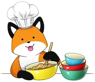 😋 a2dd9977 volpe, chef, cucina, forno, cartoni animati, carino, animale telegram sticker