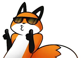 😎 a9e5023e volpe, animale, cartone animato, occhiali da sole, pollice in su, cool telegram sticker
