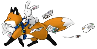 🏇 bde42a86 volpe, coniglio, animale, posta, lettera, carino, cartone animato telegram sticker