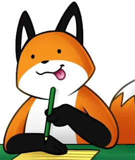😋 c592c98e volpe, animale, scrittura, cartone animato, disegno, penna, carta, carino telegram sticker