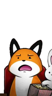 😰 e95d22db volpe, coniglio, film, spaventato, popcorn telegram sticker