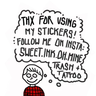 👍 1dbeb1cf THX FOR USING MY STICKERS! FOLLOW ME ON INSTA: SWEET.INK.OH.MINE TRASH + TATTOO pegatinas, instagram, tatuaje, basura, arte whatsapp sticker