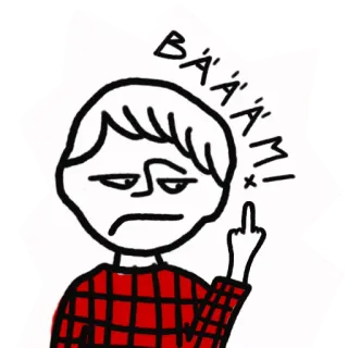 🖕 bc79fed9 BAAAM! dedo corazón, ofensivo, grosero, dibujo animado, gesto de mano whatsapp sticker