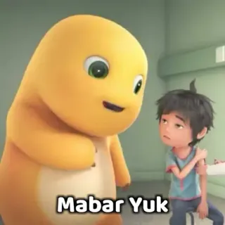 😁 5bed9cd3 Mabar Yuk dinosaure, dessin animé, enfant, ami, jeu whatsapp sticker