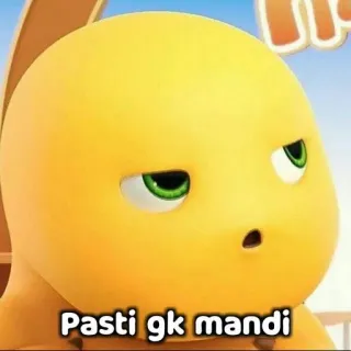 😠 883d8ad2 Pasti gk mandi dessin animé, dinosaure, jaune, personnage, animation whatsapp sticker