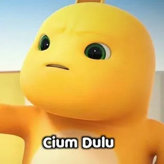 😗 9f7c9677 Cium Dulu mignon, dessin animé, jaune, baiser, dinosaure whatsapp sticker