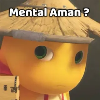 😎 a71bb560 Mental Aman ? santé mentale, question, drôle, personnage, chapeau de paille whatsapp sticker