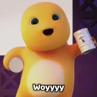 🗿 f93a1d21 Woyyyy Dessin animé, Jaune, Dinosaure, Mignon, Drôle whatsapp sticker