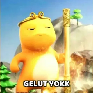 🤨 fd6981af GELUT YOKK dessin animé, personnage, bagarre, yokk, expression whatsapp sticker