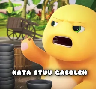 😡 fe1f8211 KATA STUU GABOLEH dessin animé, animation, personnage jaune, en colère, Indonésie whatsapp sticker