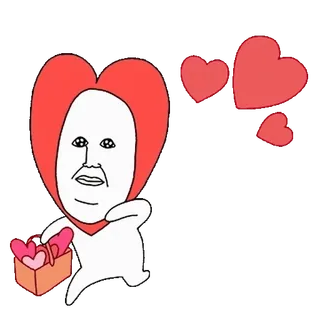 💬 50045c67 하트, 사랑, 귀여운, 만화, 발렌타인, 캐릭터, 하트, 달리기 whatsapp sticker