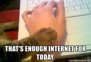 🛑 ebd37a0b THAT'S ENOUGH INTERNET FOR TODAY. mèo, internet, hài hước, meme, đánh máy, máy tính telegram sticker