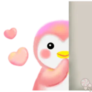 💕 03081b9e 企鹅, 可爱, 爱心, 粉色, 卡通 telegram sticker