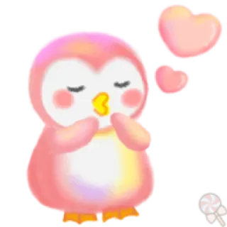 💕 55a95262 企鹅, 心, 可爱, 粉色, 动物, 爱, 甜 telegram sticker