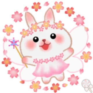 💕 d9f3550e 兔子, 仙女, 可爱, 花, 卡哇伊 telegram sticker