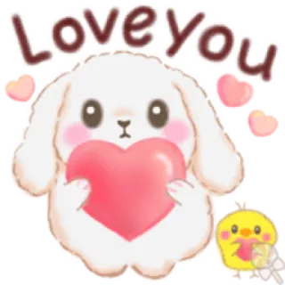 💕 e4d882a3 Love you 爱, 兔子, 兔兔, 心, 可爱, 卡通 telegram sticker
