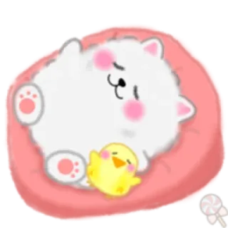 💕 f59d56ec 狗, 小狗, 鸡, 可爱, 睡觉, 动物, 卡通 telegram sticker