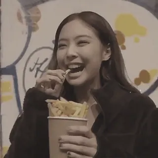 🥂 567eee6e patatine fritte, cibo, mangiare, persona, donna, snack, street food telegram sticker