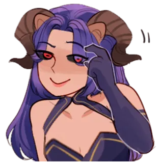 💡 25836e0d Anime, Dessin animé, Cheveux violets, Démon, Personnage, Cornes telegram sticker