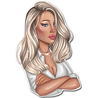 😔 4b6c2344 donna, ragazza, bionda, ritratto, adesivo, cartone animato telegram sticker