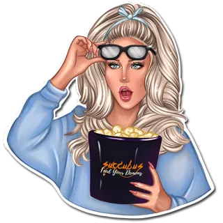 😱 6e76701f SUCCUBUS 
Feed Your Desires donna, film, popcorn, succubo, bionda, cartone animato, guardando, occhiali telegram sticker