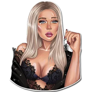 😭 6f099bfd donna, lingerie, ritratto, cartone animato, bionda, pizzo, sexy telegram sticker