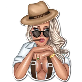 😎 a4391cb3 Succubus donna, succubo, cappello, bionda, occhiali da sole, ritratto telegram sticker