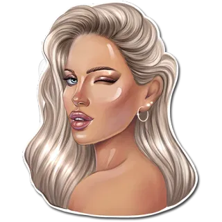 😉 e6bf37b7 donna, bionda, occhiolino, ritratto, ragazza telegram sticker