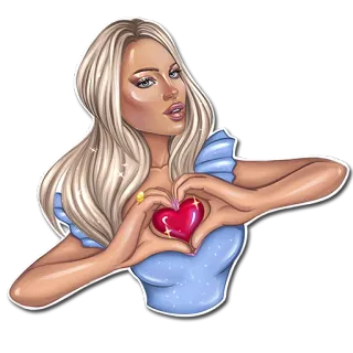 ❤️ fb5cc09e donna, cuore, amore, ritratto, bionda, bellezza, femmina telegram sticker