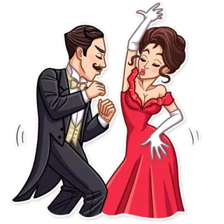 🕺 547470e5 baile, tango, pareja, etiqueta, vintage, retro, salón de baile whatsapp sticker