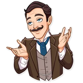 🤷‍♂️ 9e7edb58 hombre, bigote, traje, duda, confundido, gesto, pensando, encogerse de hombros whatsapp sticker