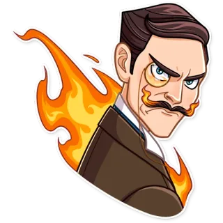 😡 a05dc38b hombre, monóculo, fuego, dibujos animados, bigote, malvado, traje whatsapp sticker