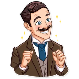 😃 c0b831ac hombre, bigote, traje, retrato, dibujos animados, pegatina whatsapp sticker