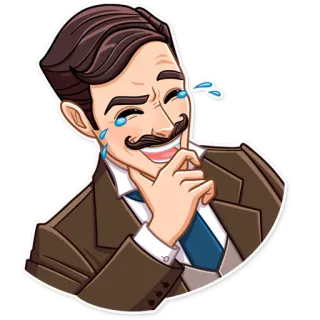 😂 df5b9f08 hombre, riendo, dibujos animados, emoción, feliz, traje whatsapp sticker