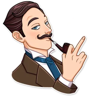 🖕 e00059b5 hombre, pipa, bigote, dedo corazón, ofensivo, pegatina, dibujo animado whatsapp sticker