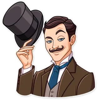 👋 ef25823f hombre, caballero, sombrero, bigote, elegante, formal, dibujos animados whatsapp sticker